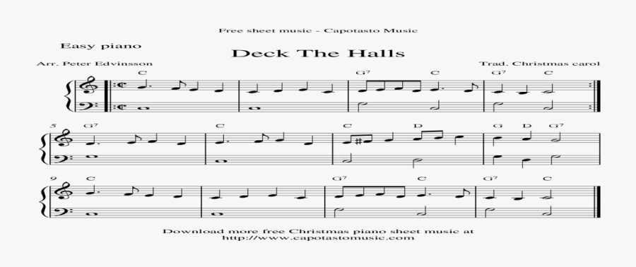 Deck The Halls Piano - Sheet Music, Transparent Clipart