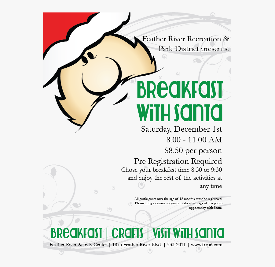 Clip Art Breakfast With Santa Flyer, Transparent Clipart