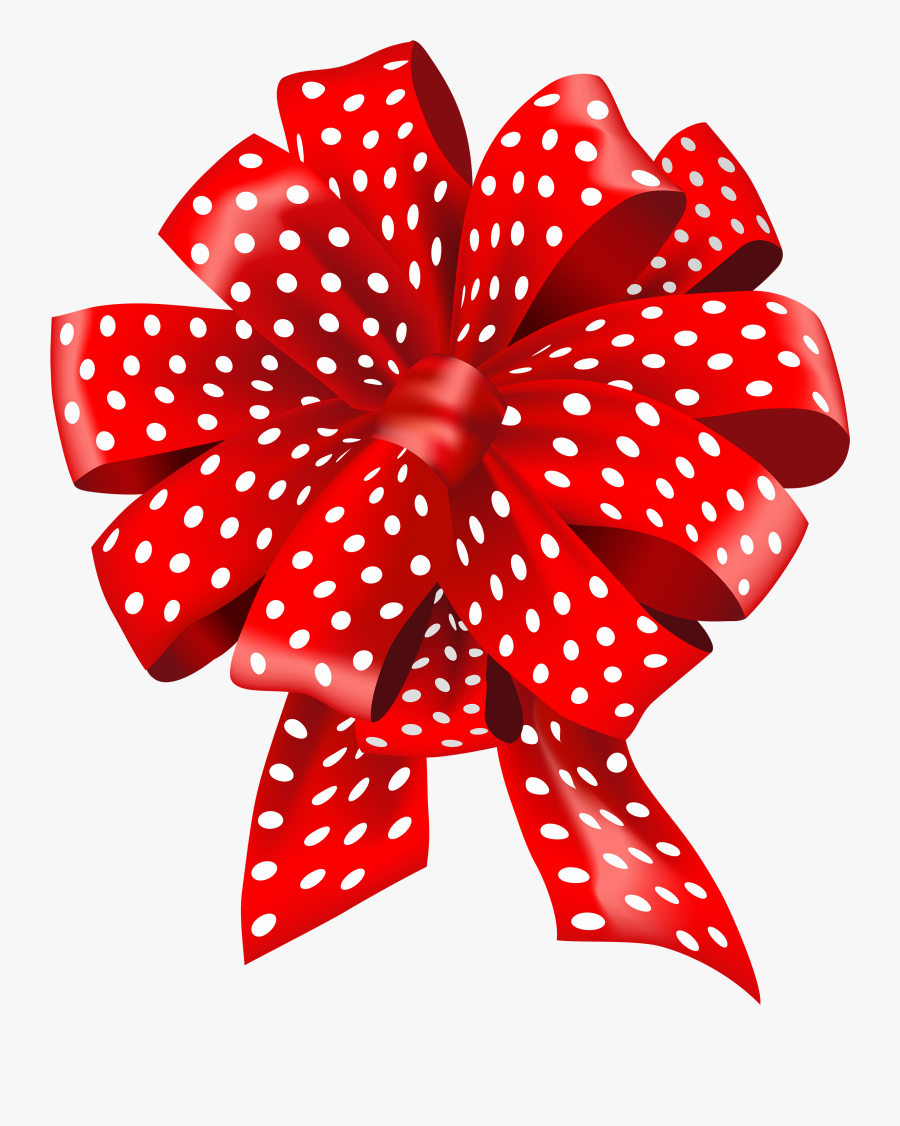 Red Dotted Bow Png Clipart - Ribbon, Transparent Clipart