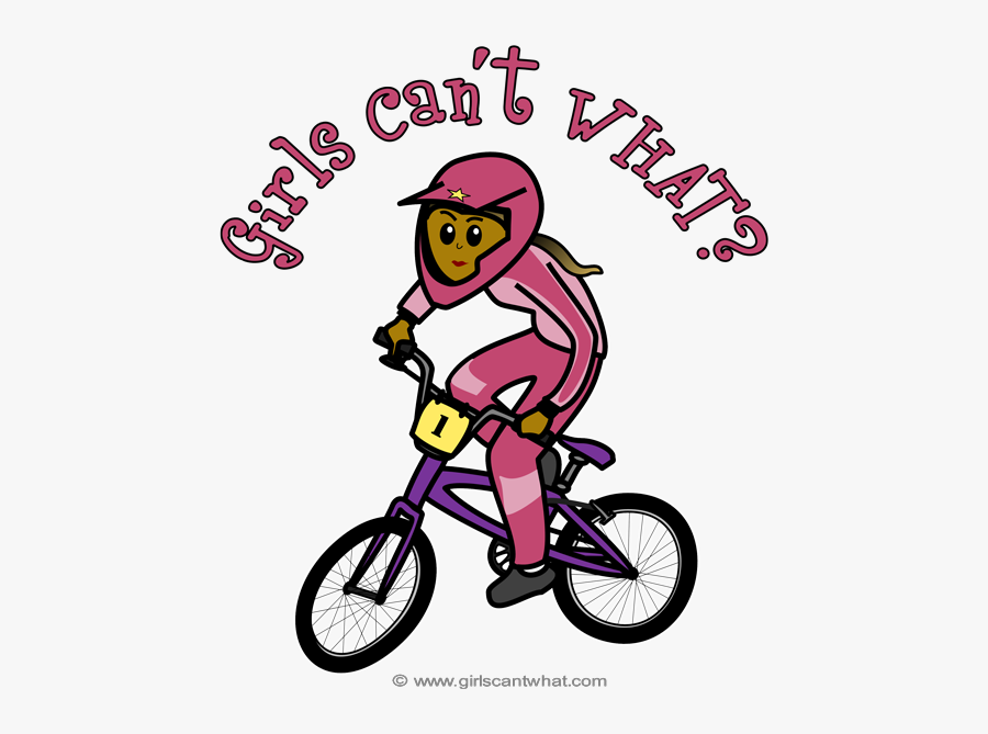 Bmx Biker Design - Girl Mowing Lawn Cartoon, Transparent Clipart
