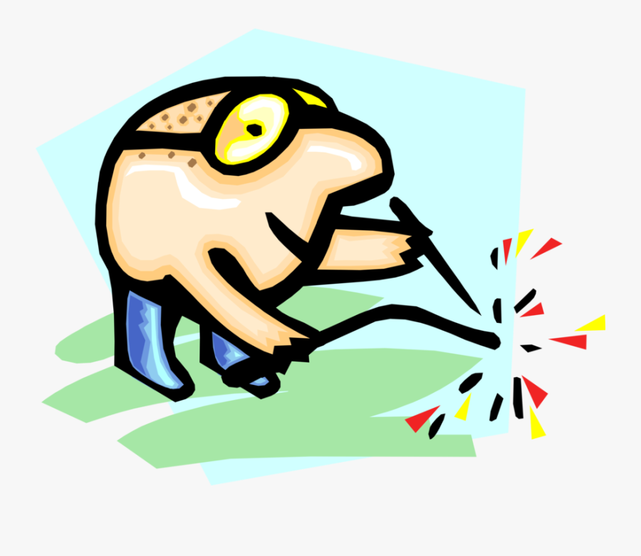 Vector Illustration Of Arc Welder With Torch And Protective - Illustration, Transparent Clipart