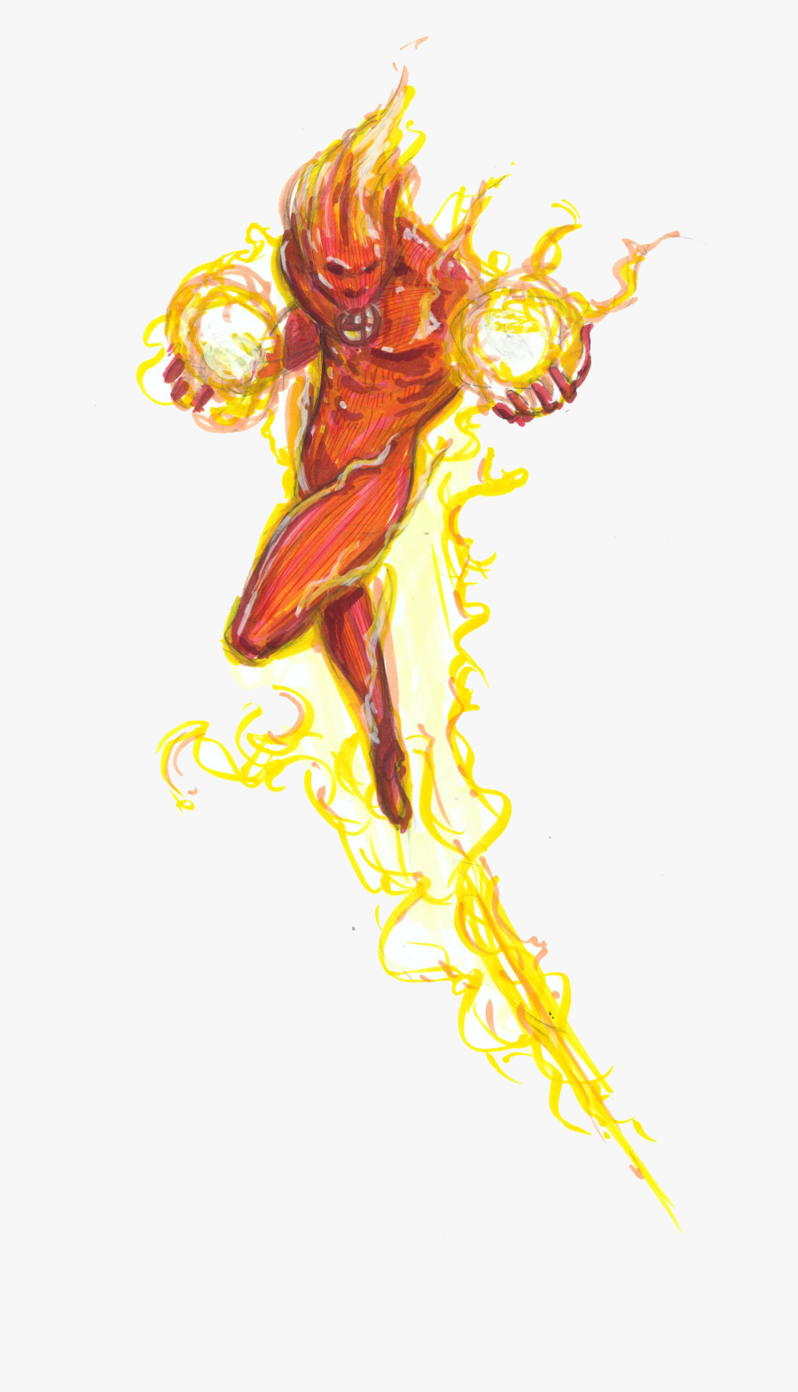 Human Torch Comic Art, Transparent Clipart