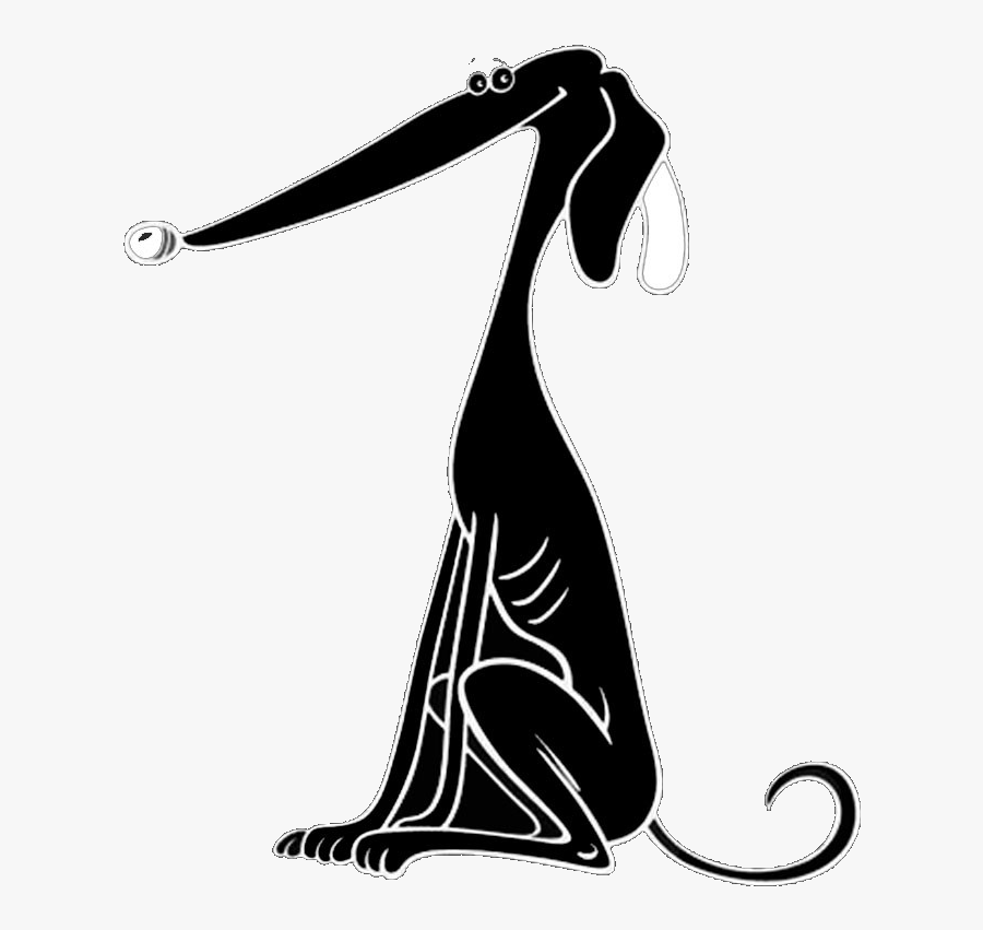Black Cartoon Greyhound Decal Love Of Greyhounds - Illustration, Transparent Clipart
