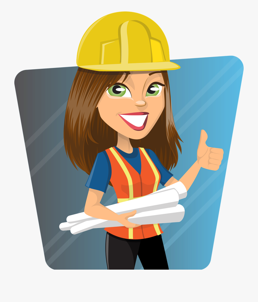 Construction Gender Pay Gap - Woman Project Manager Cartoon, Transparent Clipart