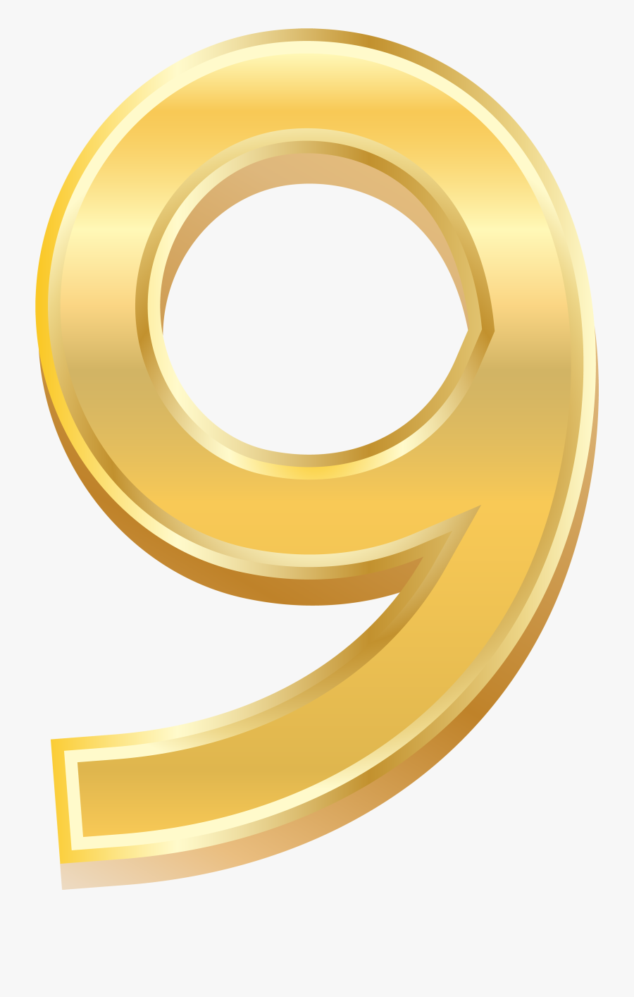 Clip Art Gold Style - Gold Number Nine, Transparent Clipart