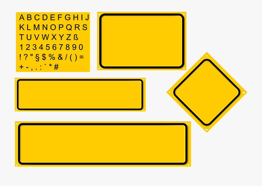 Sign Builder Set Clip Arts - Yellow Rectangle Road Sign, Transparent Clipart