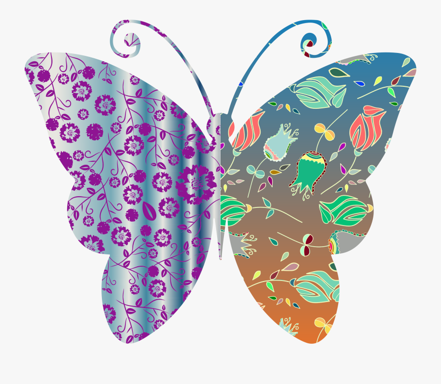 Vintage Style Floral Butterfly Clip Arts - Floral Butterflies Transparent Clipart, Transparent Clipart