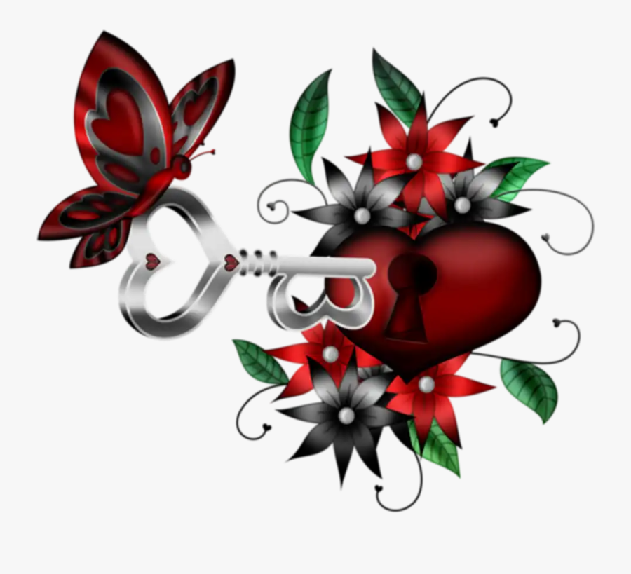 #ftestickers #love #butterfly #flowers #heart #lock - Картички С Мъдри Мисли, Transparent Clipart