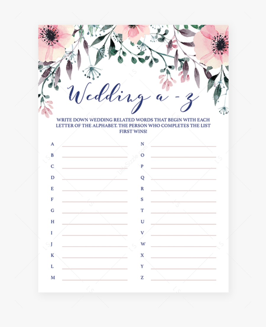 Watercolor Floral Bridal Shower Games Printable By - Would She Rather Bridal Game, Transparent Clipart