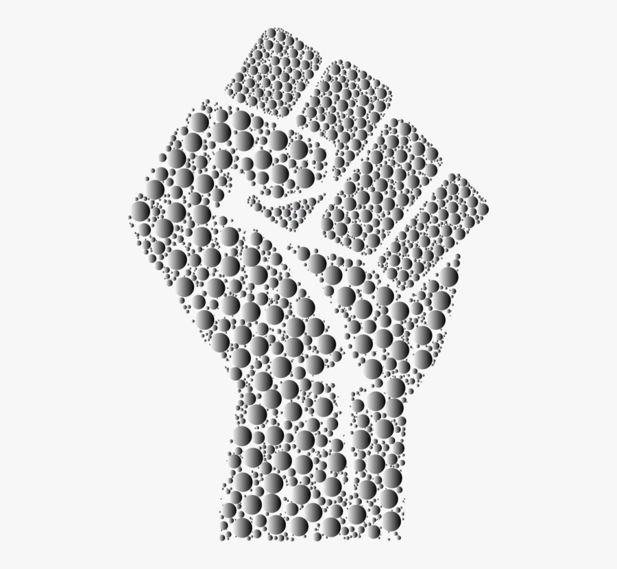 Material,black And White,fist - Clenched Fist Peace Symbol, Transparent Clipart
