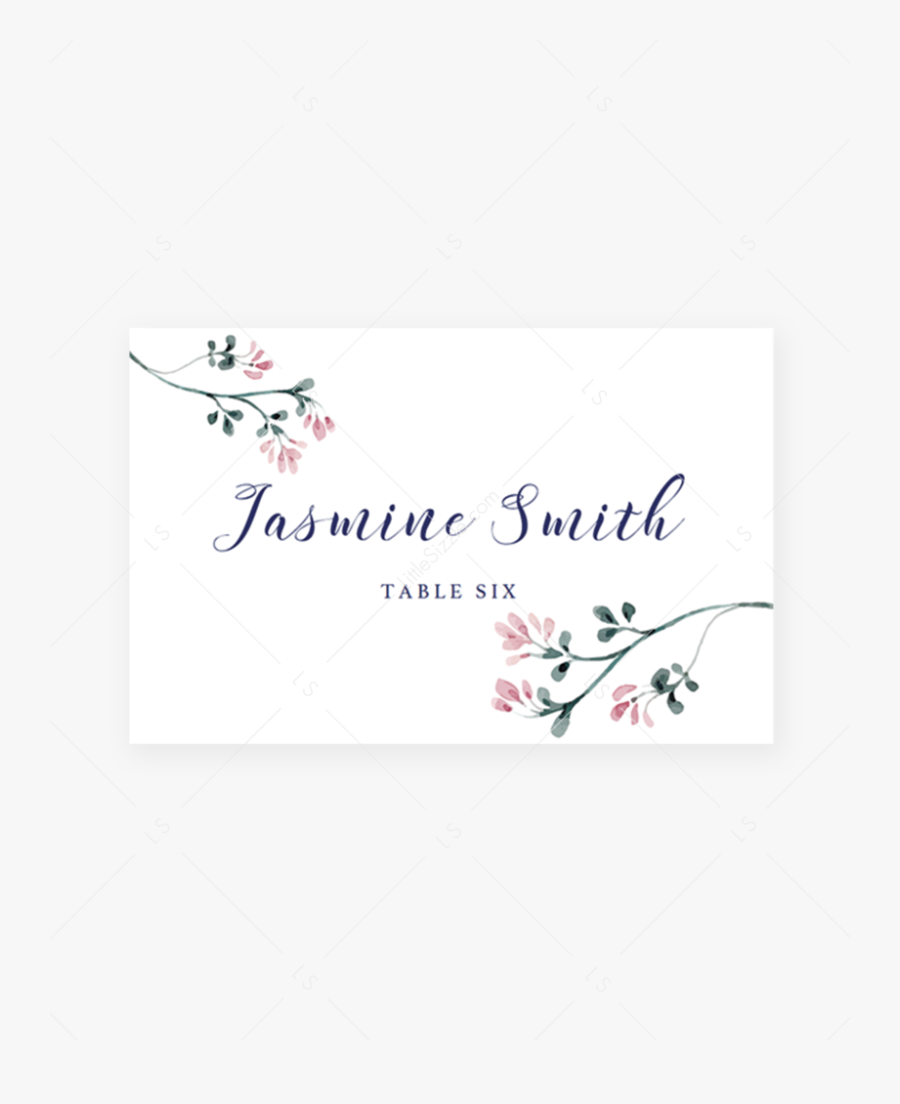 Printable Place Cards With Pink And Green Flowers By - Art Paper, Transparent Clipart