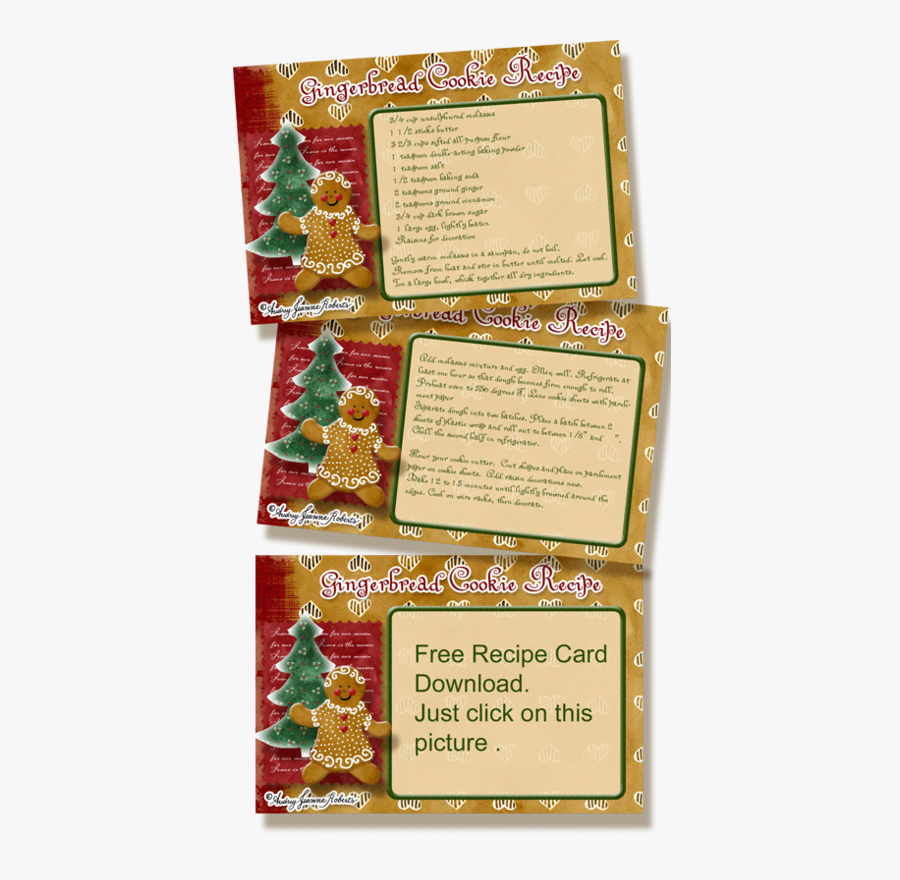 Free Gingerbread Man Cookie Recipe Card & Blank Recipe - Gingerbread Cookies Recipe Card, Transparent Clipart