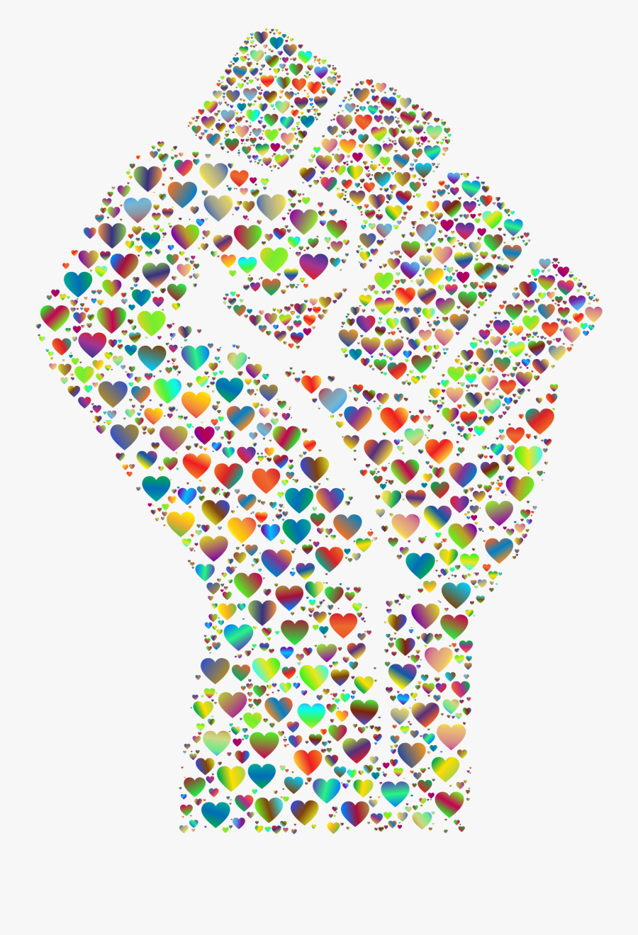 Colorful Fist Of Love 5 Clip Arts - Fist Made Of Hearts, Transparent Clipart