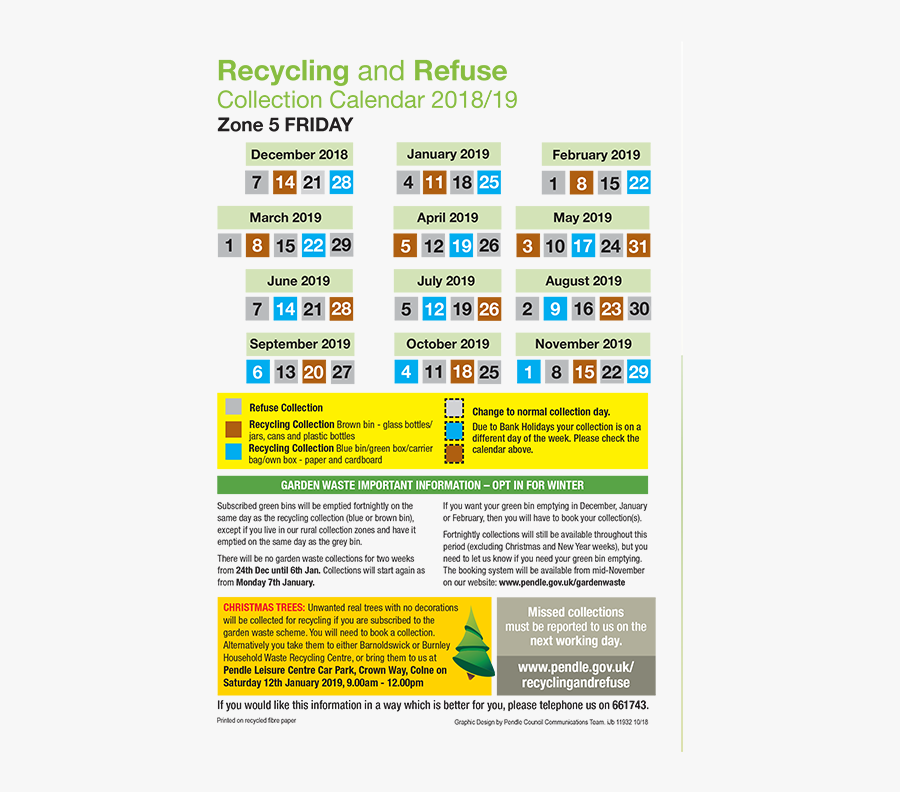 Bin Collection Timetable Pendle, Transparent Clipart