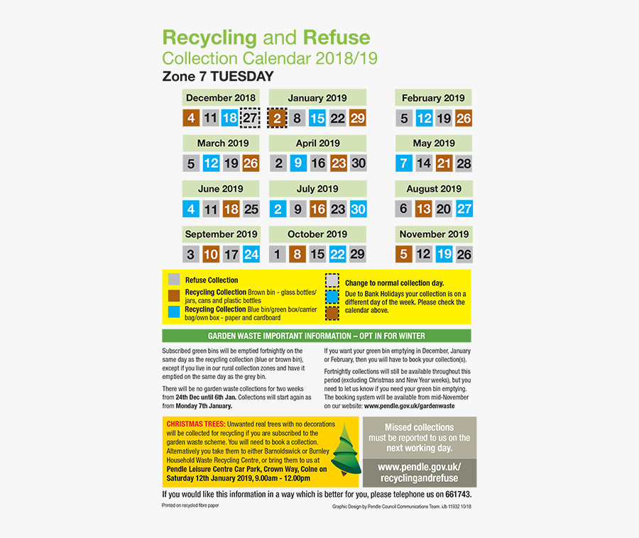 Bin Collection Timetable Pendle , Free Transparent Clipart ClipartKey