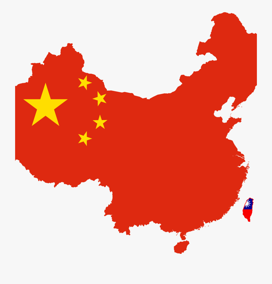 Chinese Flag Map - China And Tiwans Flag, Transparent Clipart