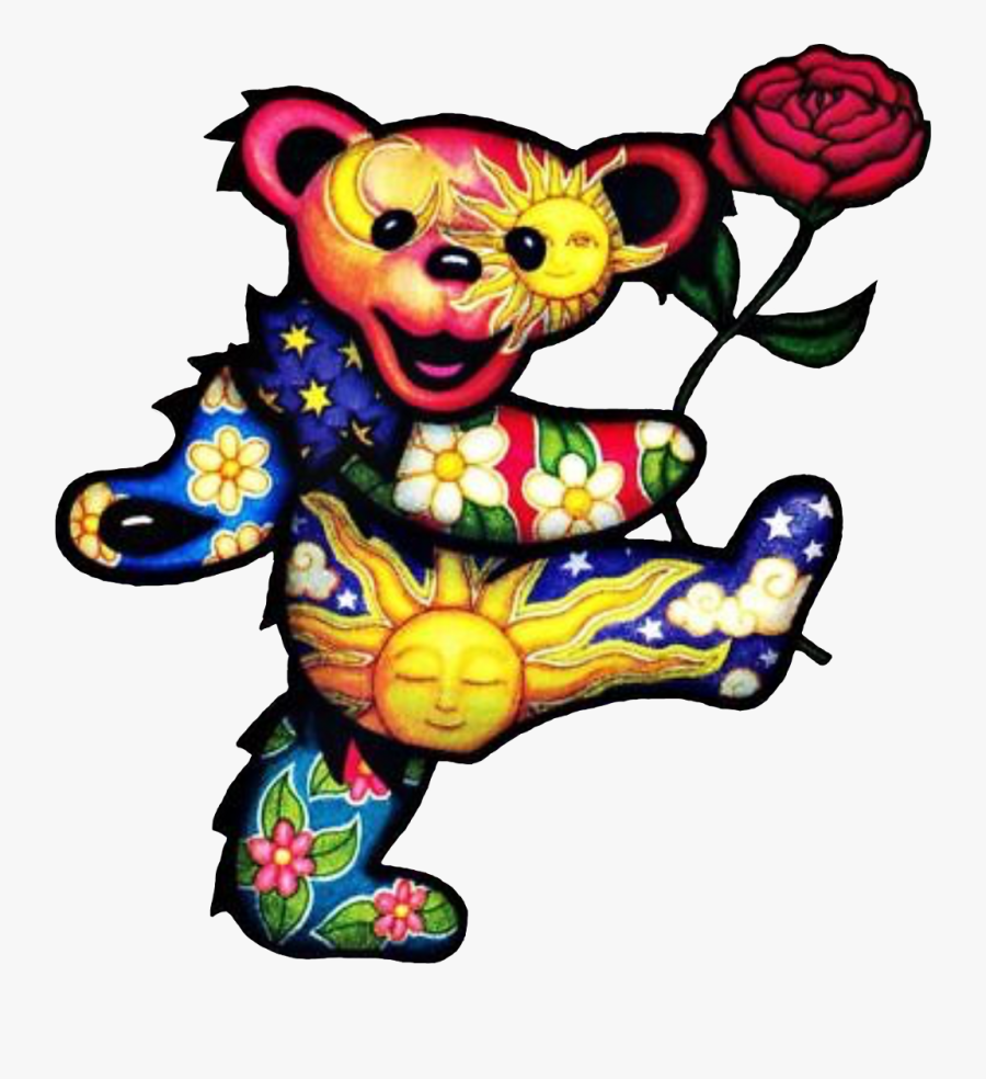 Hippie Psychedelic Deadhead Greatfuldead Bear Mydrunken - Psychedelic Grateful Dead Bear, Transparent Clipart