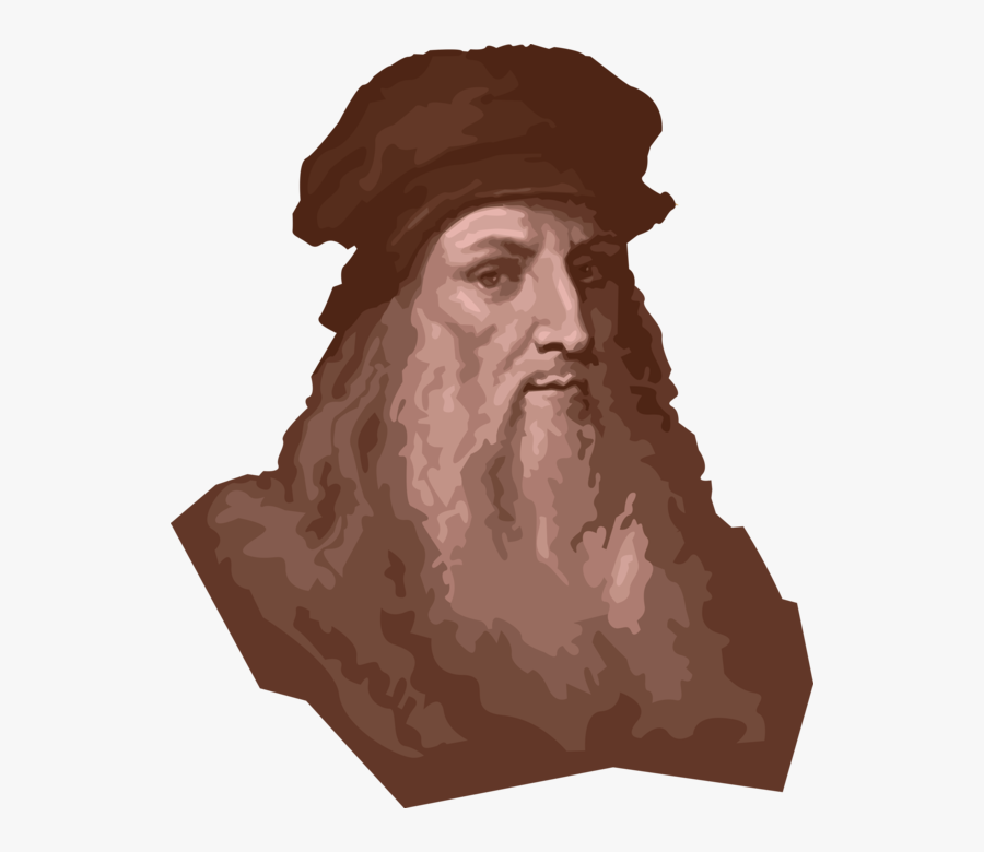 Vector Illustration Of Leonardo De Vinci Italian Renaissance - Leonardo Da Vinci, Transparent Clipart