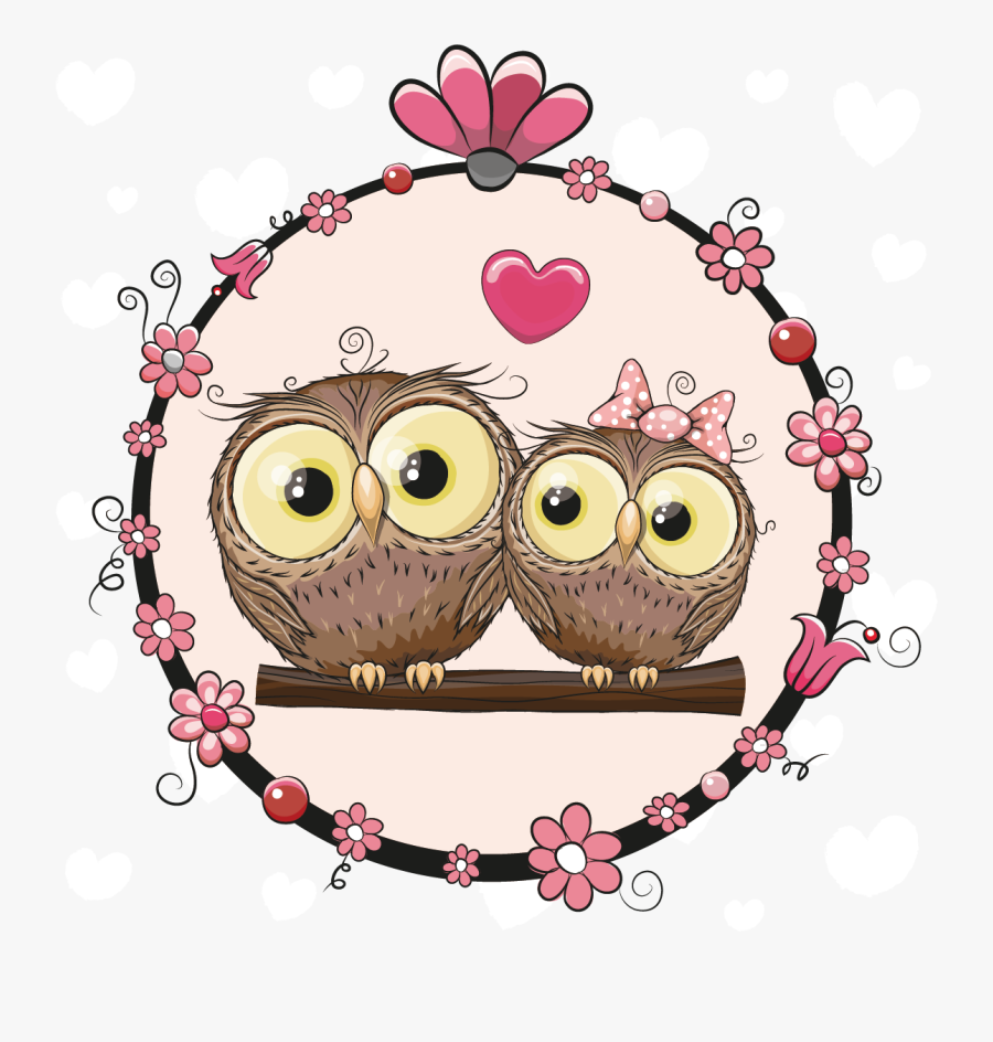 Owl Animals Couple Material Illustration Vector Cartoon - Cartoon Owl, Transparent Clipart