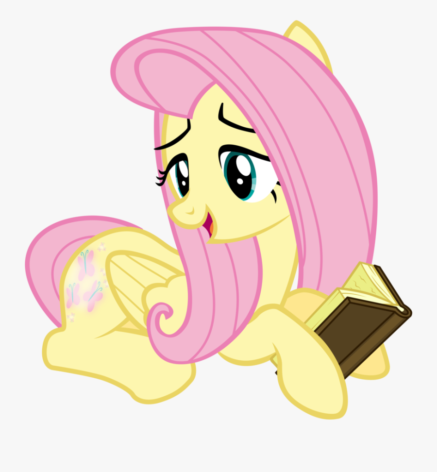Transparent Read Books Clipart - Fluttershy Reading A Book, Transparent Clipart