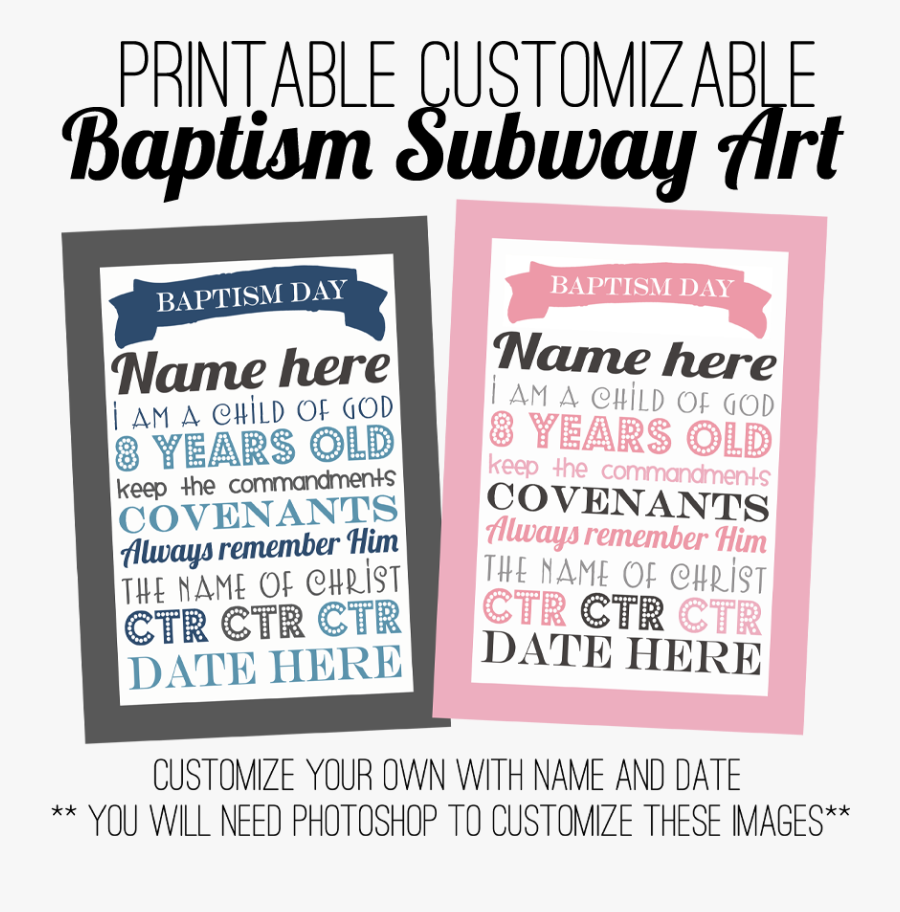 Subway Art Customize It - Lds Baptism Boy Free Printables, Transparent Clipart