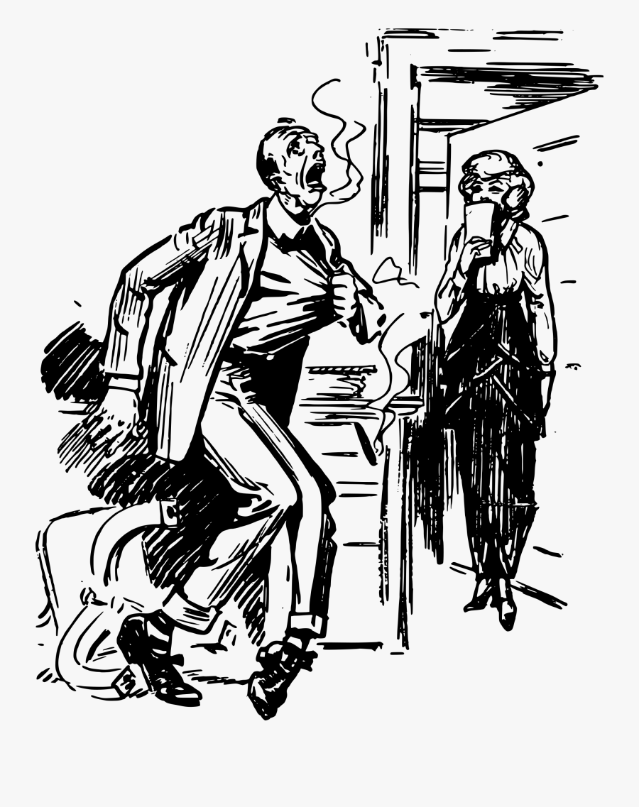 Old Man Smoking Hookah Clipart - Choking In Smoke, Transparent Clipart