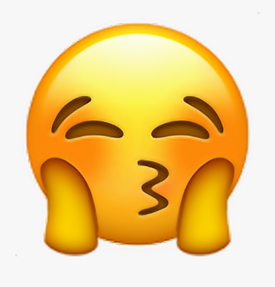 Emoji Blush Love Kiss Kiss Emoji - Blushing Emoji With Hearts, Transparent Clipart