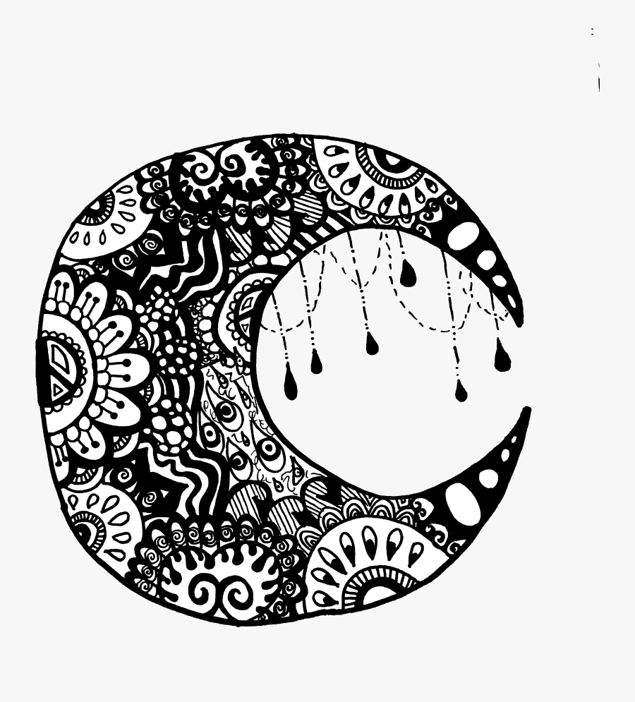 Gypsy Moon Zentangle Moon - Crescent Moon Drawing Zentangle, Transparent Clipart