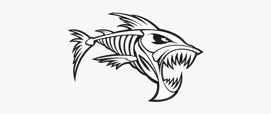 Fish Bone Skeleton Fishing - Aggressive Fish Drawing, Transparent Clipart