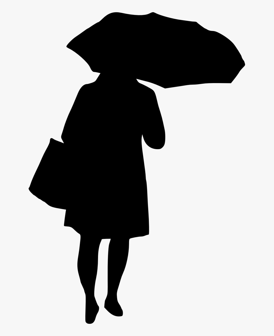 10 Woman With Umbrella Silhouette - Old Woman Silhouette Transparent Background, Transparent Clipart