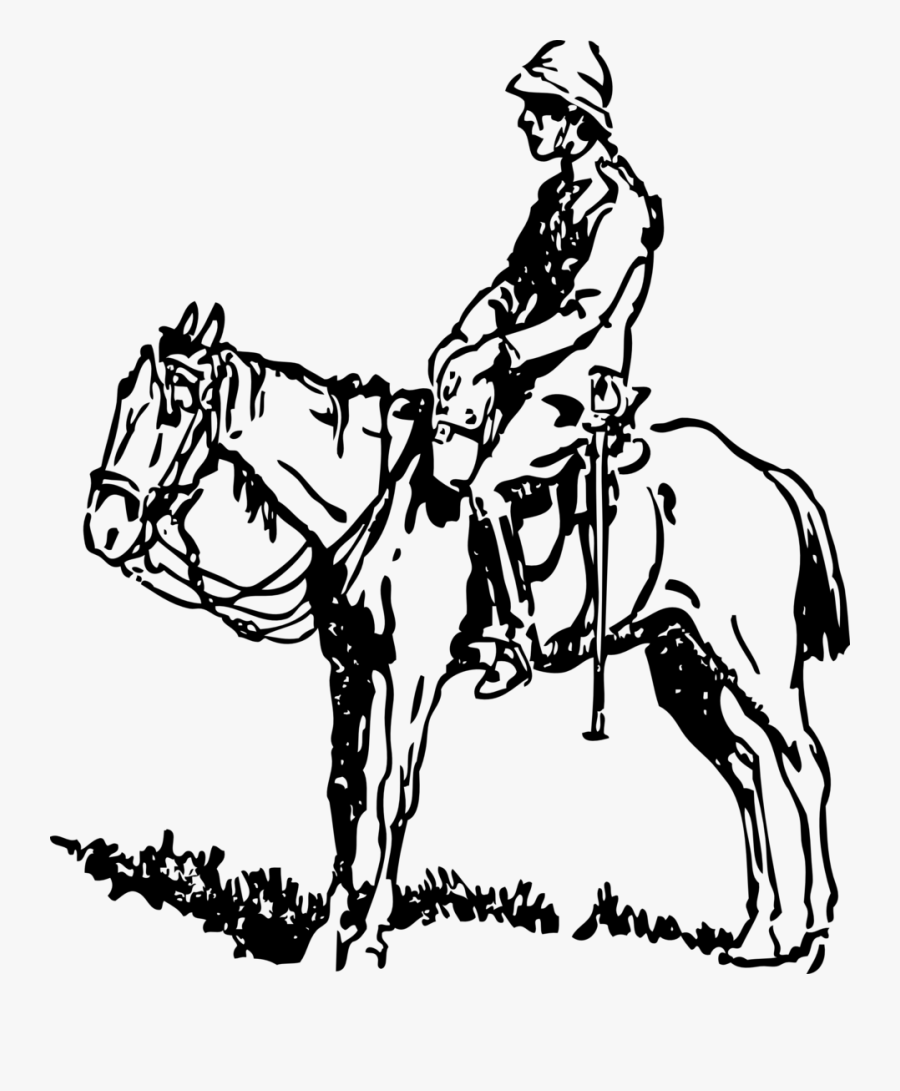 On The Horse - Guy On A Horse Drawing, Transparent Clipart