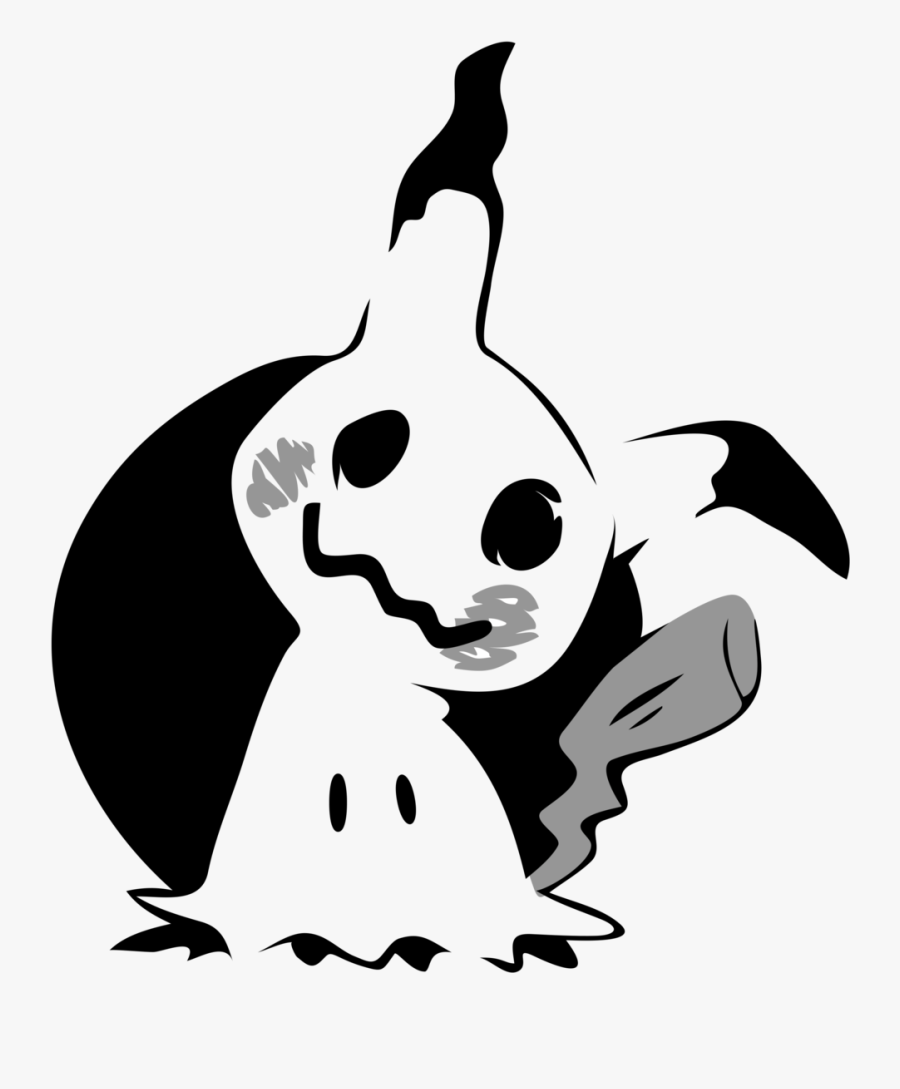 Pokemon Mimikyu Pumpkin Stencils - Mimikyu Black And White, Transparent Clipart