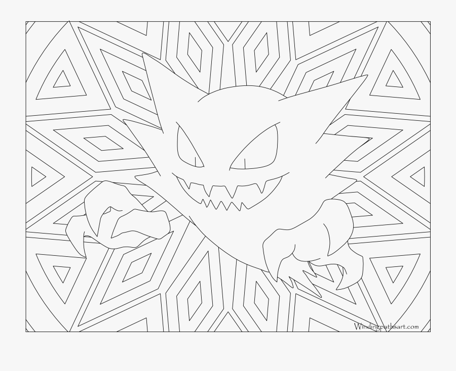 Gengar Pokemon Coloring Page - Line Art, Transparent Clipart