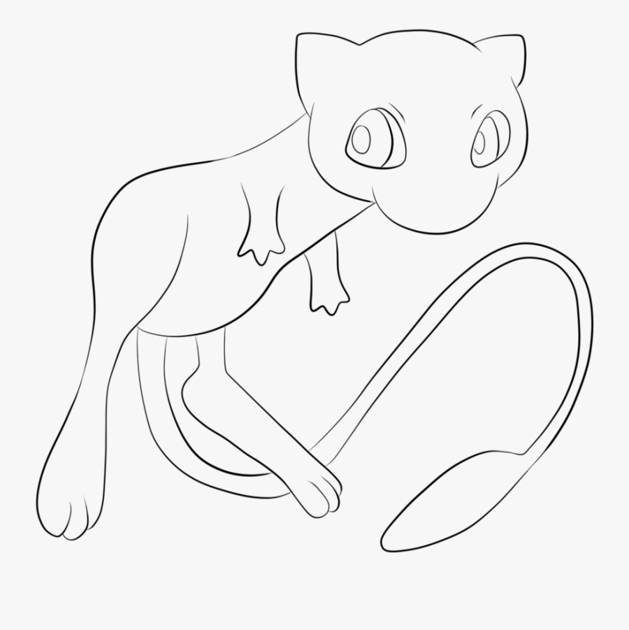 Pokemon Clipart Outline - Mew Lineart, Transparent Clipart