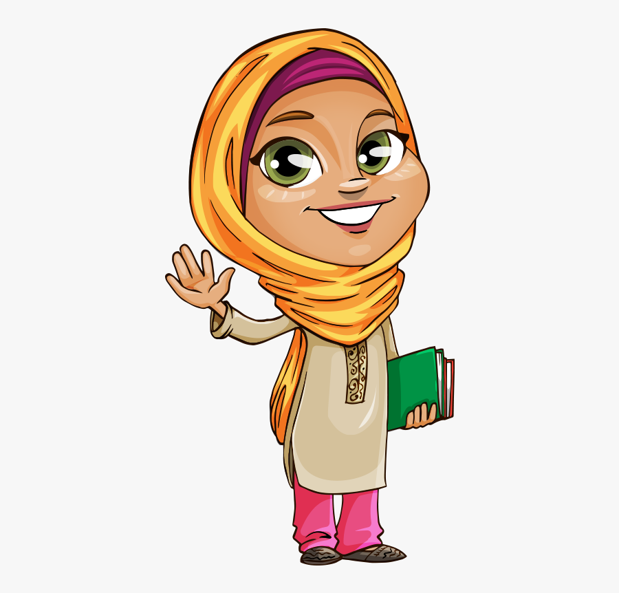 Finger Clipart Islam - Muslim Girl Cartoon, Transparent Clipart