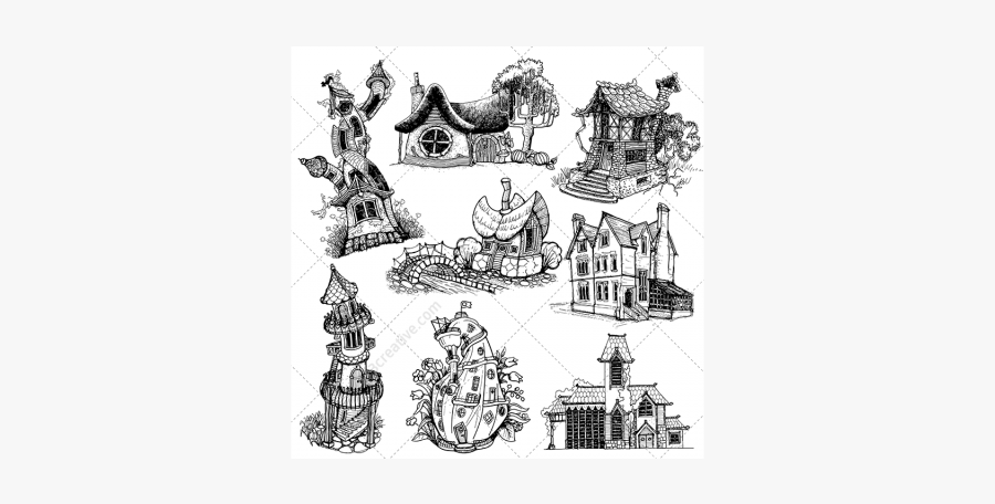 Fantasy House Drawing, Transparent Clipart