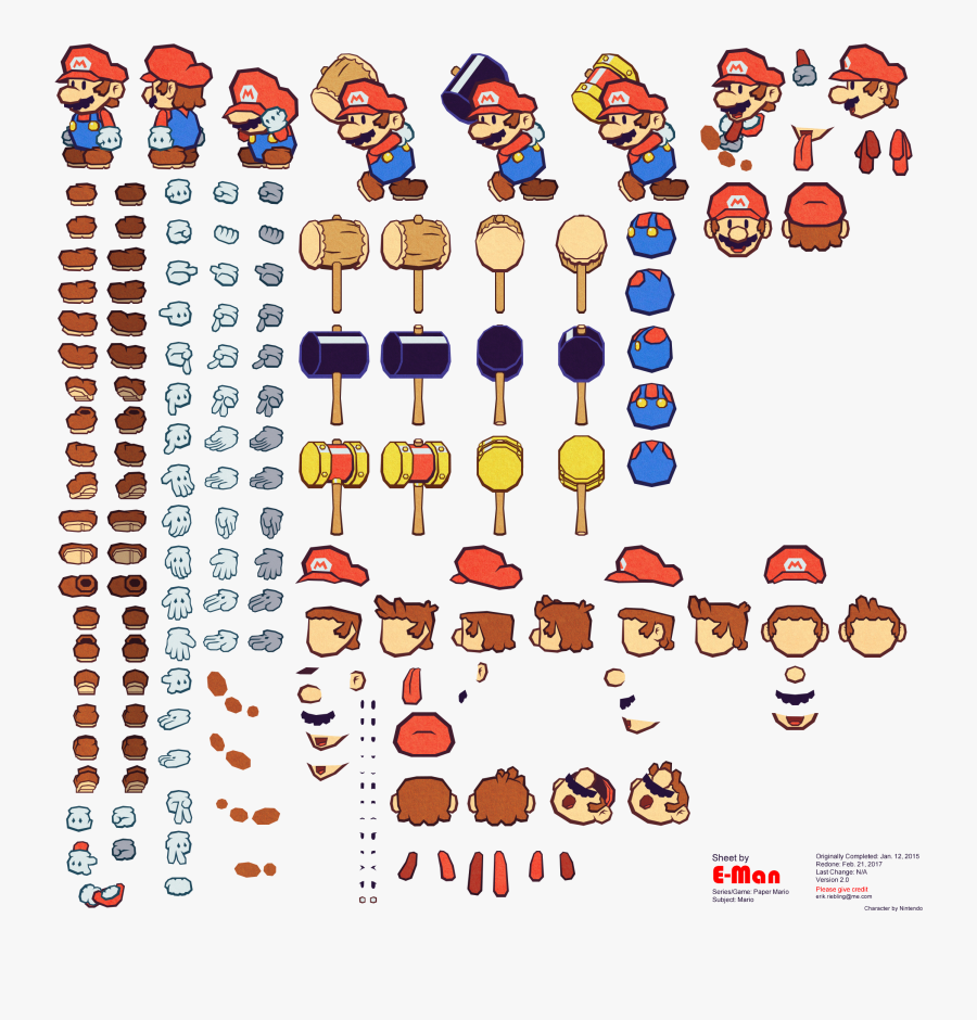 Transparent Paper Mario Png - Super Mario Animation Sheet, Transparent Clipart