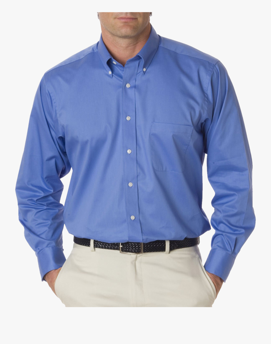 Blue Dress Shirt Png Image - Embroidered Company Bame Long Sleeve Dress Shirt, Transparent Clipart