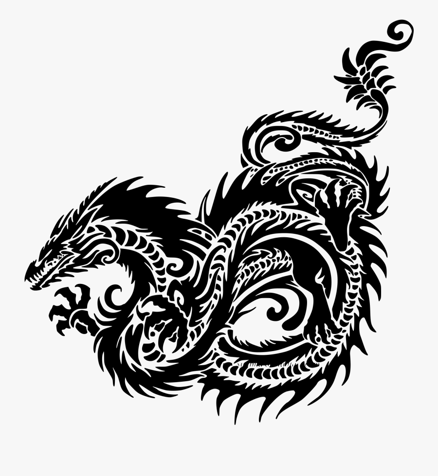 Dragon Silhouette Black - Tribal Sea Serpent, Transparent Clipart