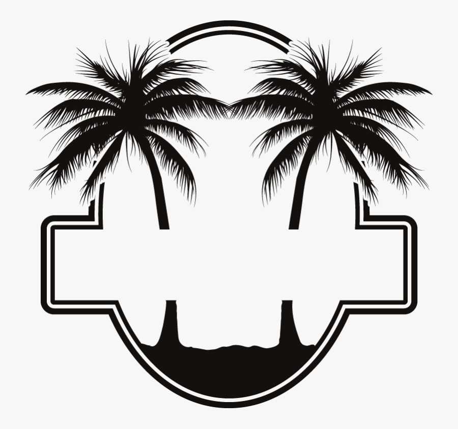 Party Beach Silhouette Labels Png - Clipart Tropical Beach Silhouette, Transparent Clipart