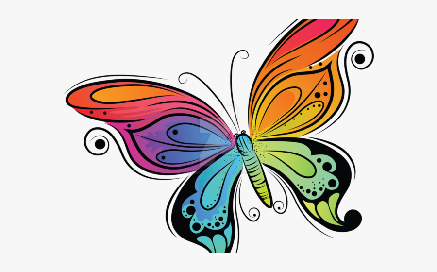 Transparent Cute Butterfly Clipart - Easy Colorful Butterfly Drawing, Transparent Clipart