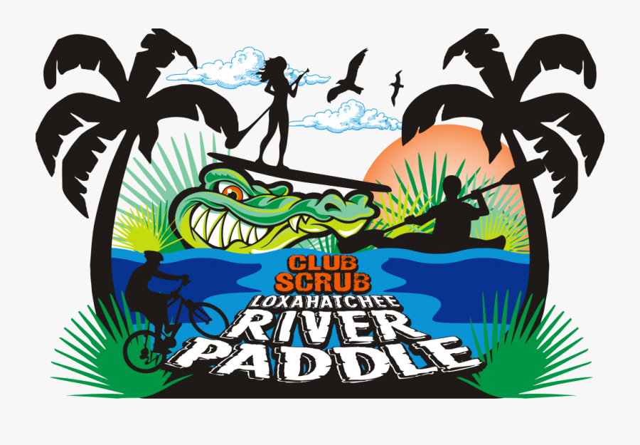 Endless Summer River Paddle & Jupiter Sandbar Party - Palm Tree Beach Silhouette, Transparent Clipart