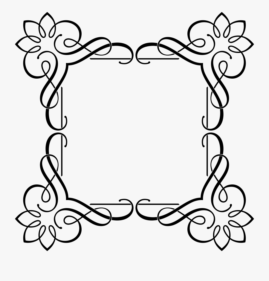 Symmetry,monochrome Photography,text - Black And White Flower Border, Transparent Clipart