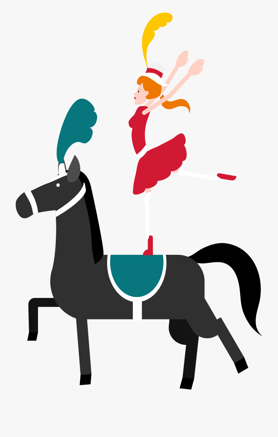 Circus Clown Illustration - Caballo Y Una Bailarina, Transparent Clipart