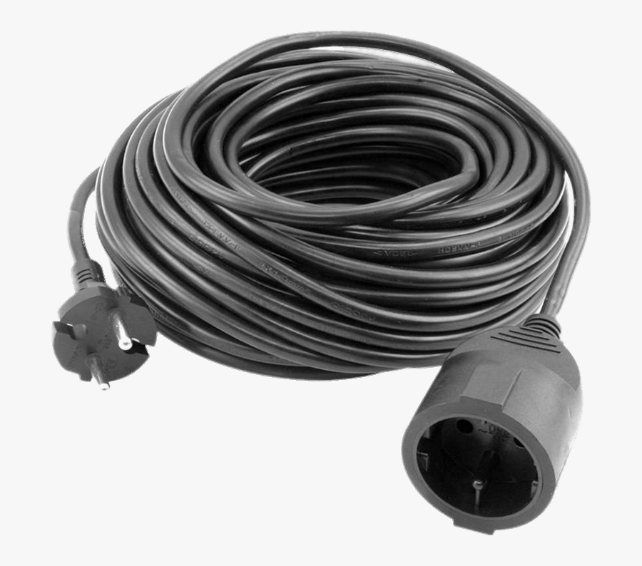 20m Black Eu Extension Cord - Verlengkabel 20 Meter, Transparent Clipart