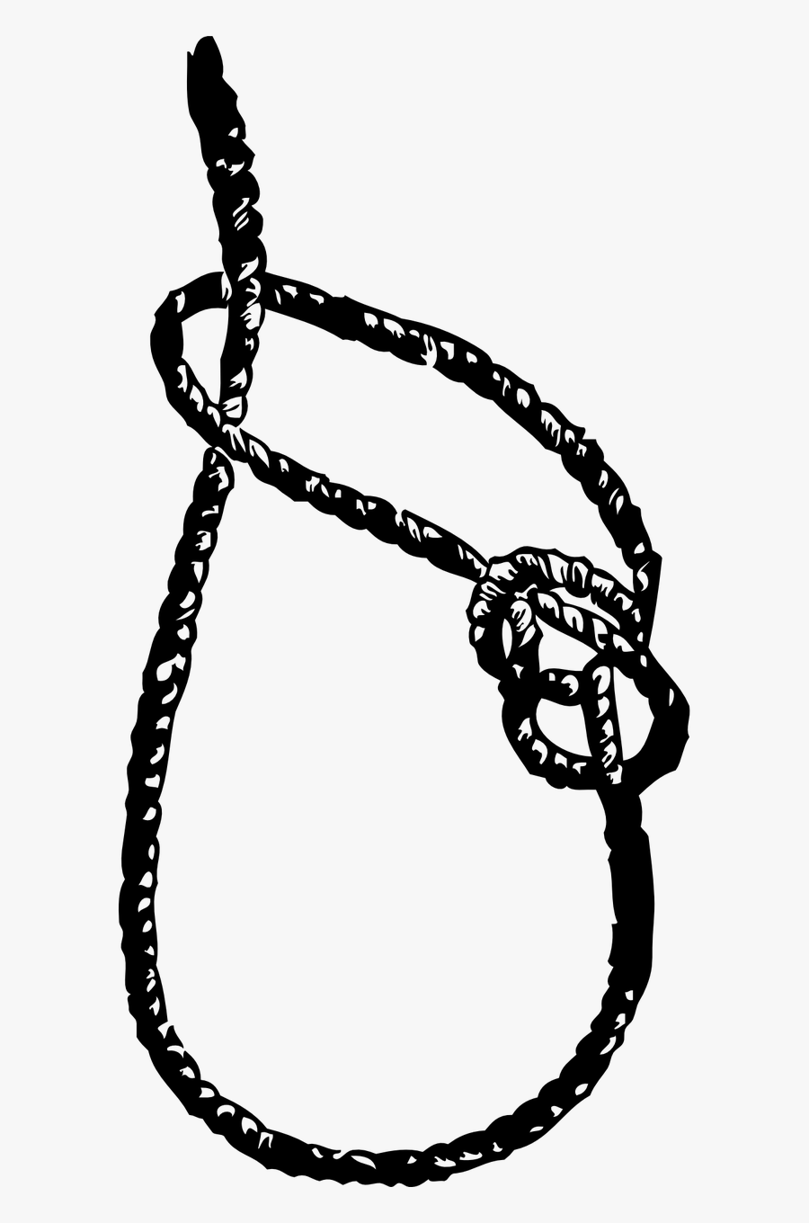 Seizings, Hitches, Splices, Bends And Knots Clip Art - Running Bowline Knot Black & White, Transparent Clipart