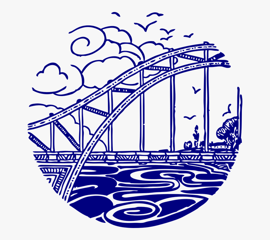 Bridge, Water, River, Bay, Crossover, Clouds - Water Bridge Clip Art, Transparent Clipart