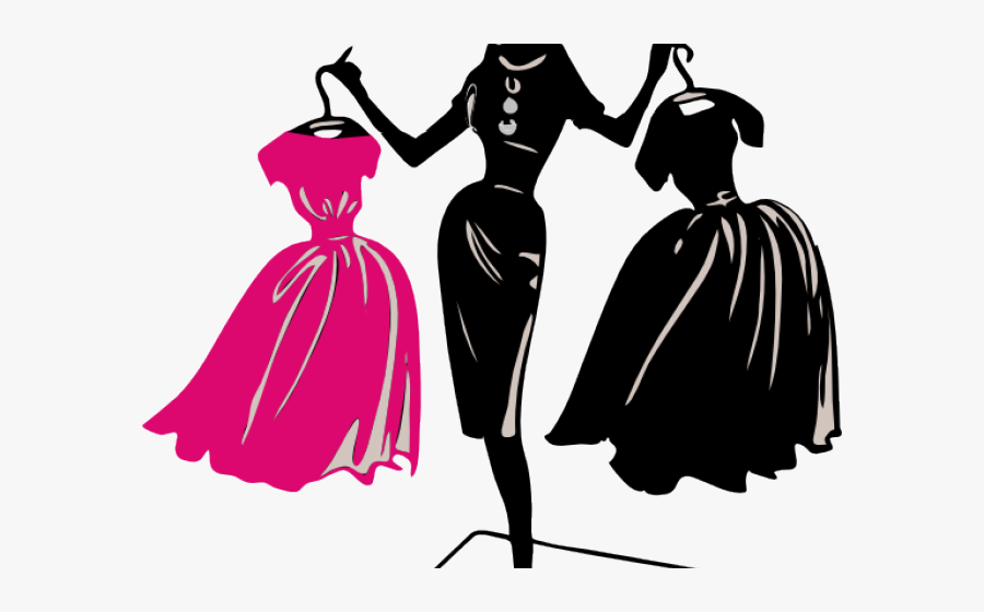 Pink Dress Free On - 50s Dress Clipart Black And White, Transparent Clipart