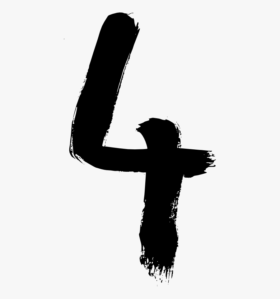 Grunge Number 2 - Number 4 Silhouette Transparent, Transparent Clipart