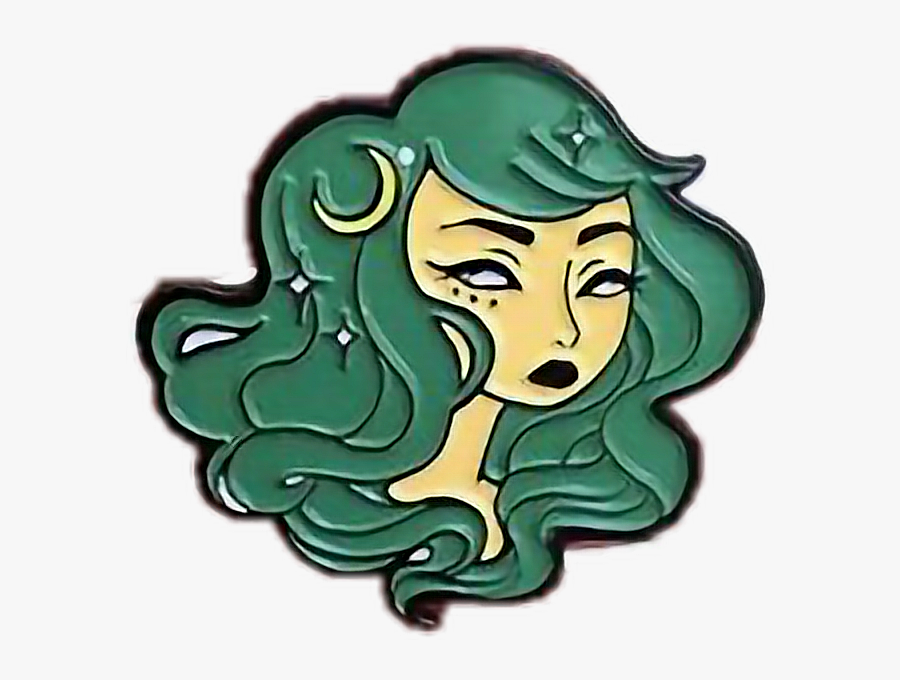 #aesthetic #vaporwave #girl #witch #grunge #90s #greenhair - Aesthetic Girl In Green, Transparent Clipart